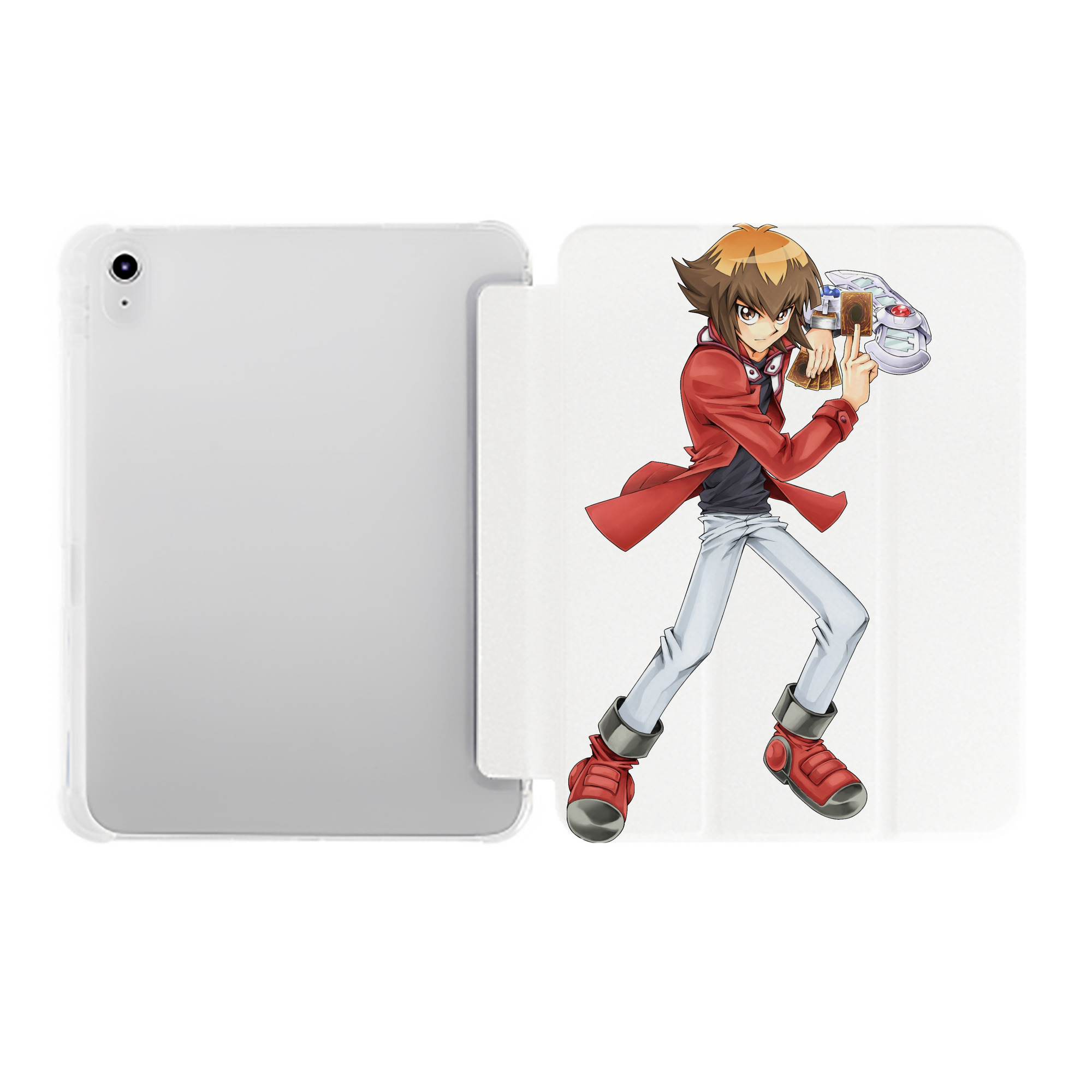 （画像用） 遊☆戯☆王 Yu-Gi-Oh! IPad ケース ペン収納付き 三つ折りスタンド PUレザー×シリコン 対応機種9.5/10.5/10.9インチ